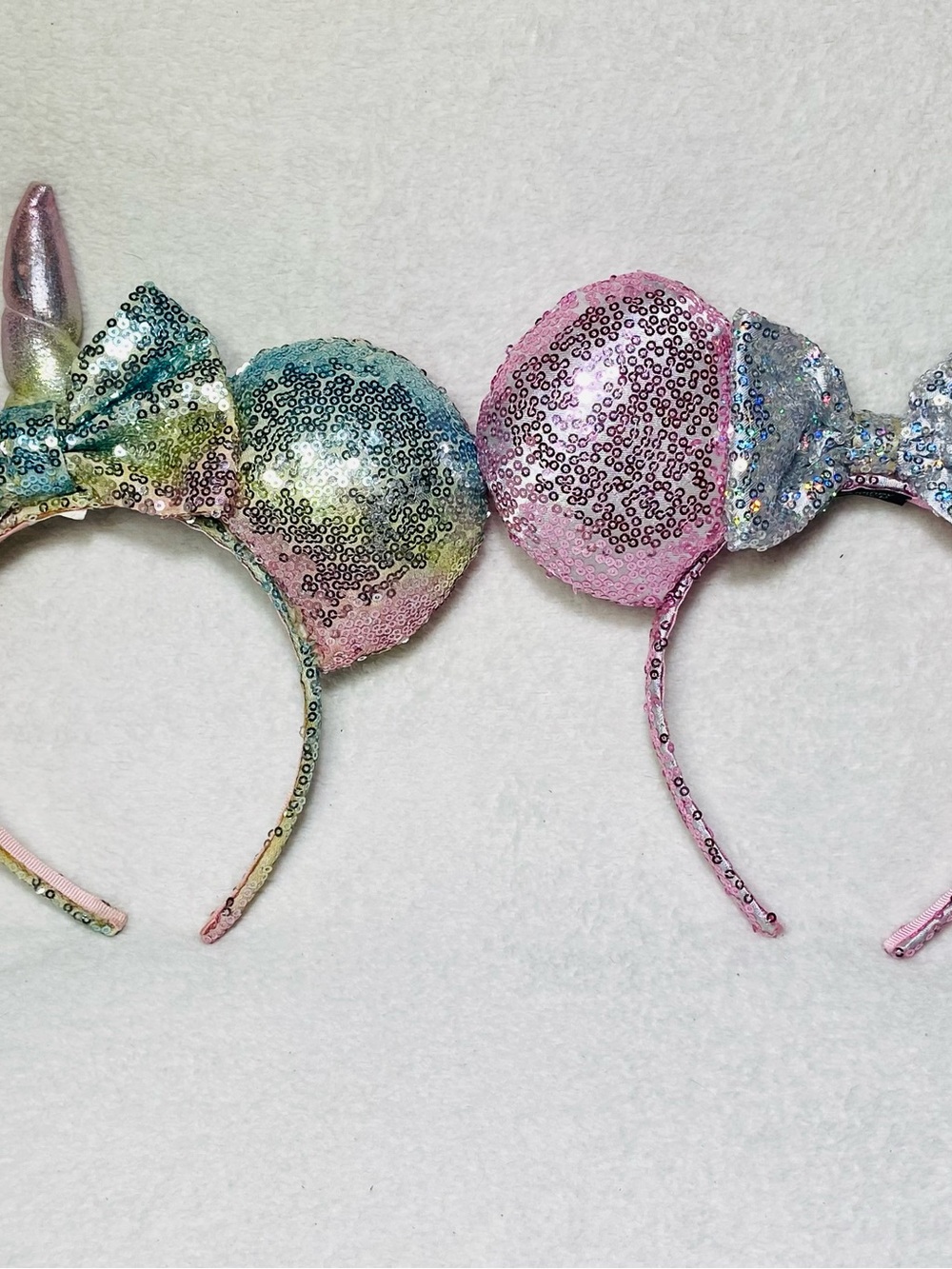 Disney Park Ears Pink Sparkle Minnie Mouse Ears + Unicorn Headband Ears